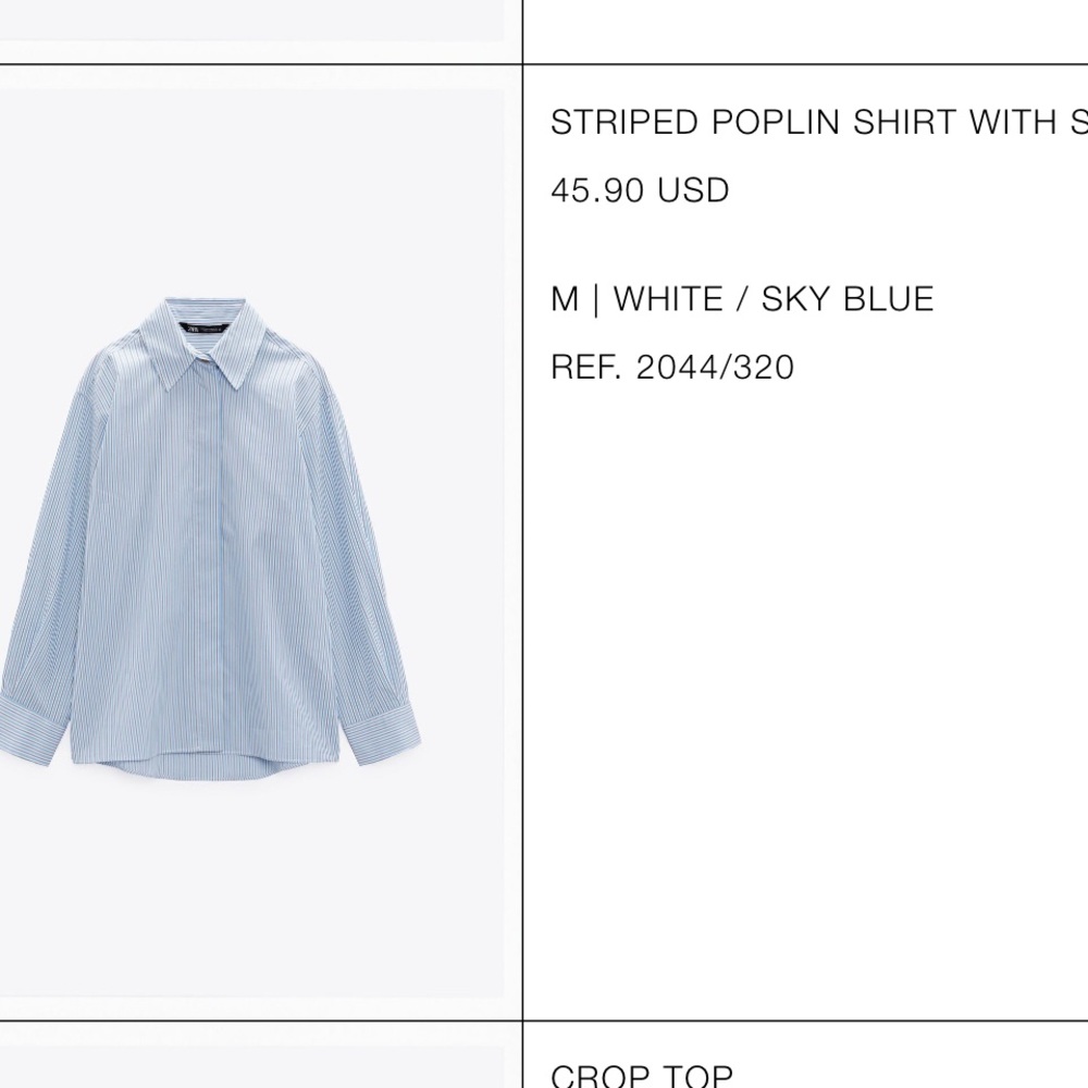 Poplin button down shit Zara
